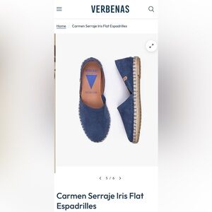 BNWOT - Verbena Carmen Suede Flat Espadrilles - Navy Blue - Made in Spain EU 40